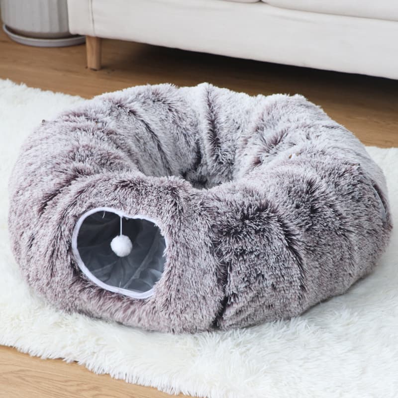 Plush Cat Cave Cat Tunnel Pet Bed Wholesale Warm Cat Pad Foldable Cat Tunnel Cat Bed Foldable Pet Bed