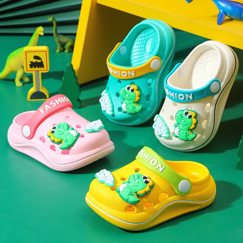 Children's Cartoon Dinosaur Hole Shoes Baby Boys Soft Bottom Cute Anti-slip Girls Indoor Summer Slippers
