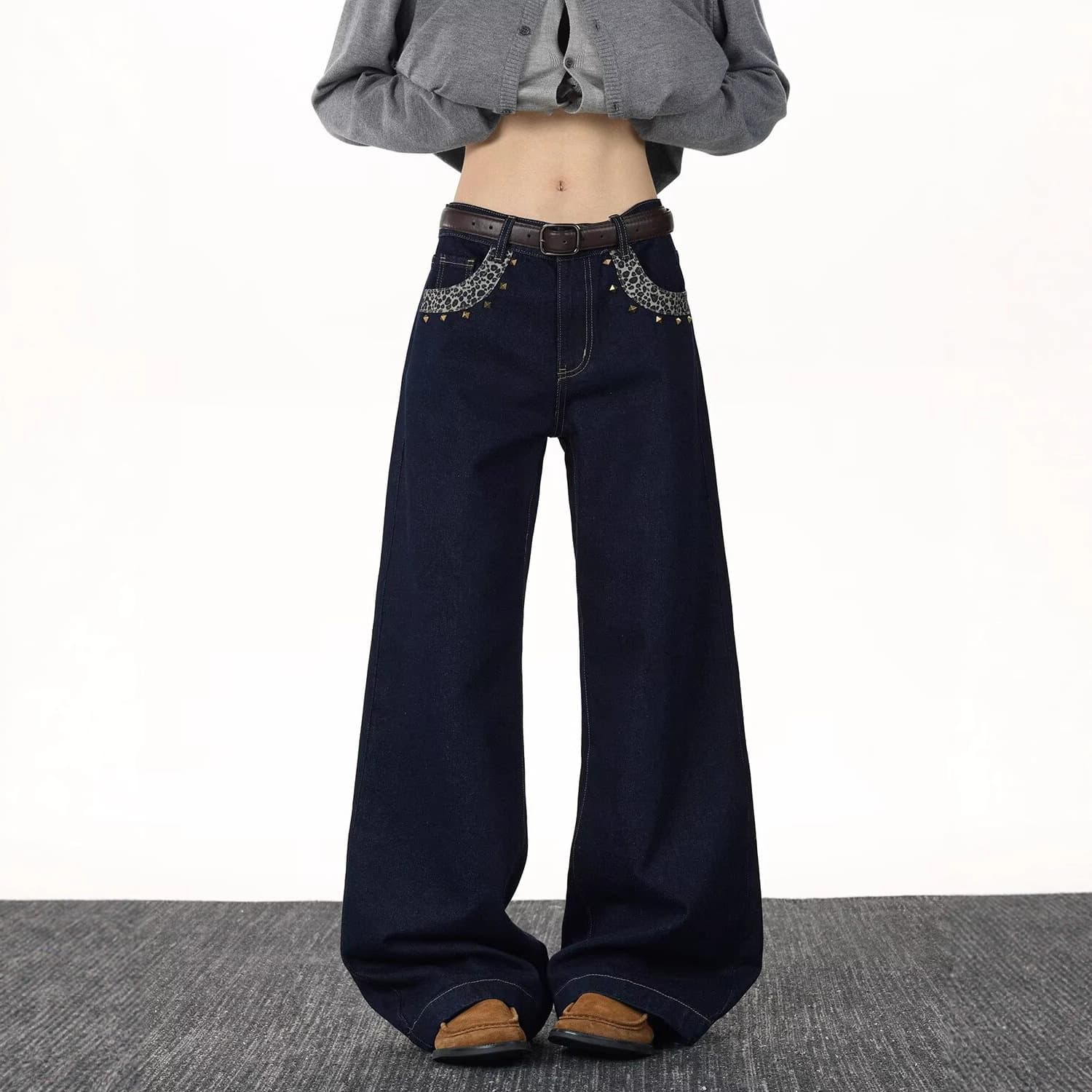 Cross-border Korean hip-hop jeans, ins trendy streetwear cool rugged long pants with color-block design for men