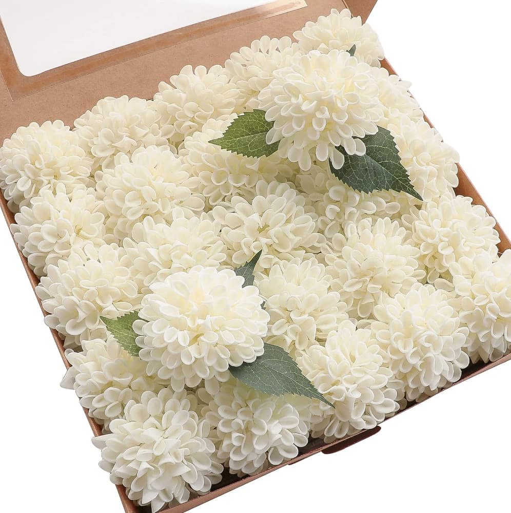 Cross-border Simulation Foam Dahlia Hydrangea PE Artificial Flowers with Stems Wedding Decoration Fake Dahlias