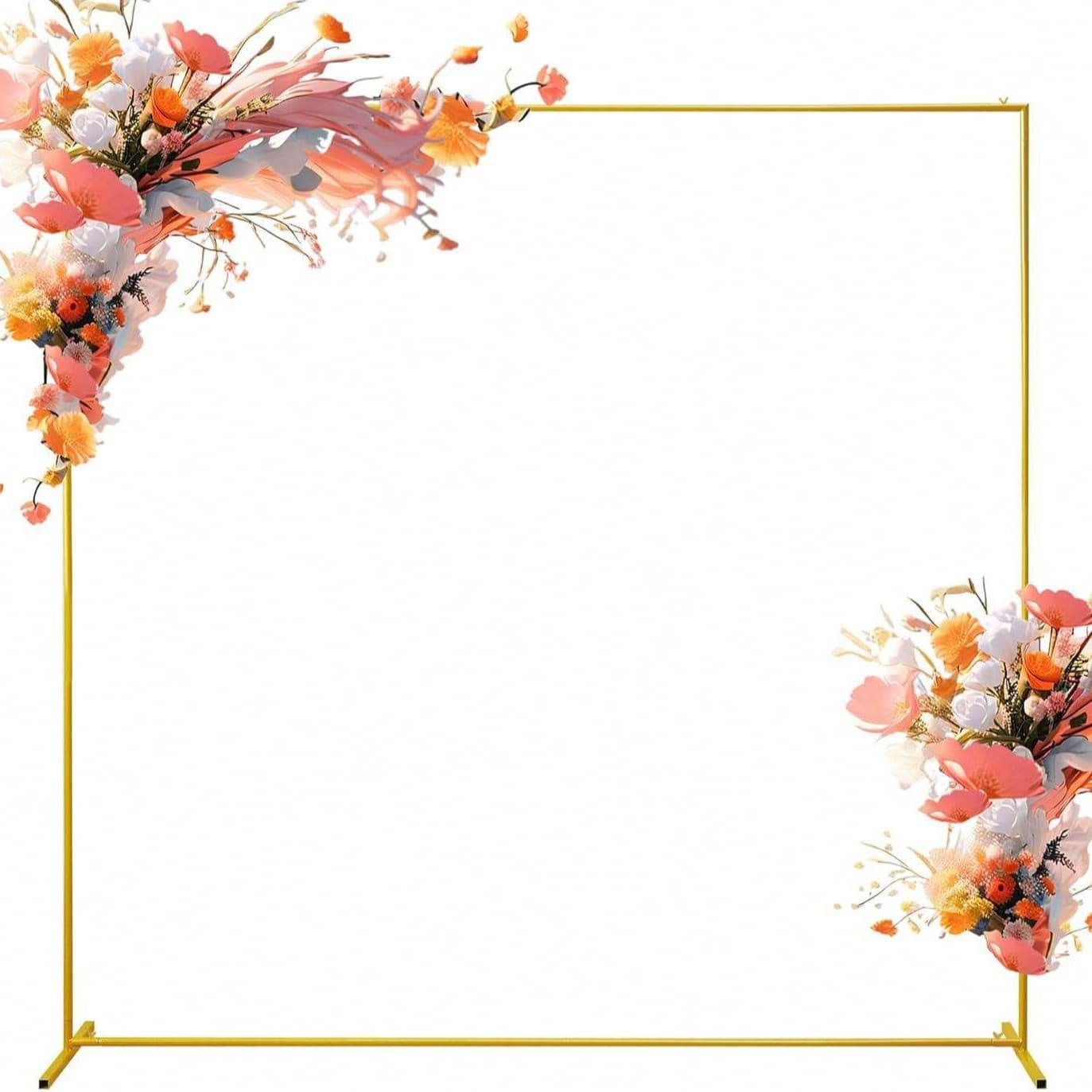 Golden Wedding Arch Square Background Stand Metal Balloon Arch Wedding Birthday Party Bridal Shower Decoration