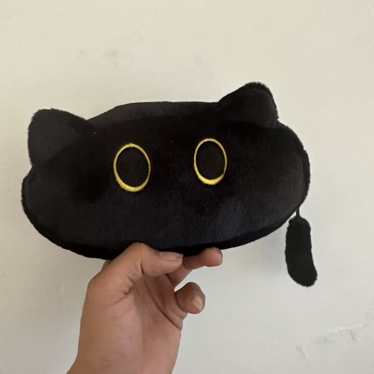 Cross-border Cartoon Fortune Cat Plush Pencil Case, Cute Black Cat Pencil Case, High Appearance Large Capacity Stationery Bag