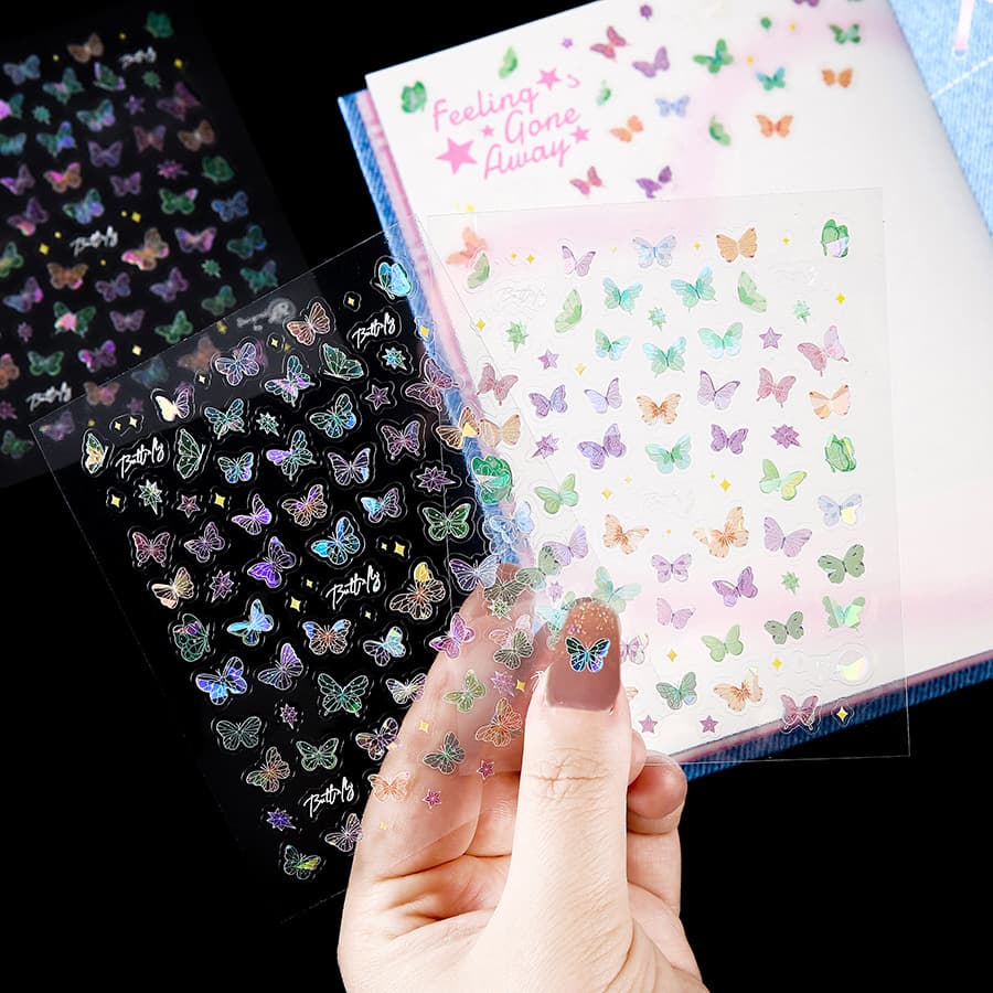 Butterfly Wing Sparkling Colorful Stickers, All-Purpose Stickers, Planner Photo Album Nail Art Stickers, Butterfly Children's Nail Stickers