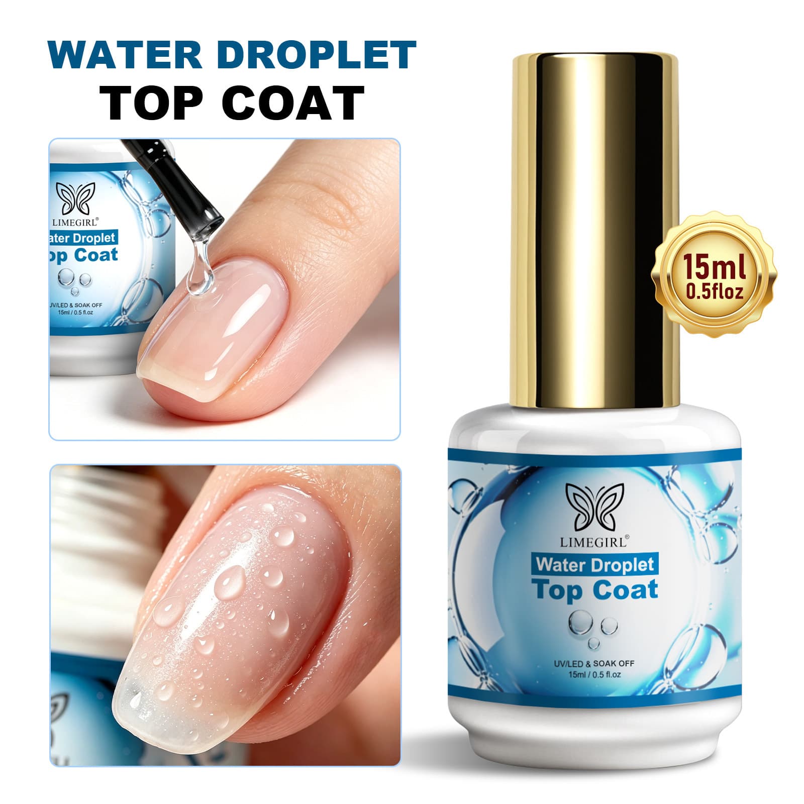 Cross-border Water Droplet Top Coat Water Drop Top Coat Removable Gel Wearable Nails