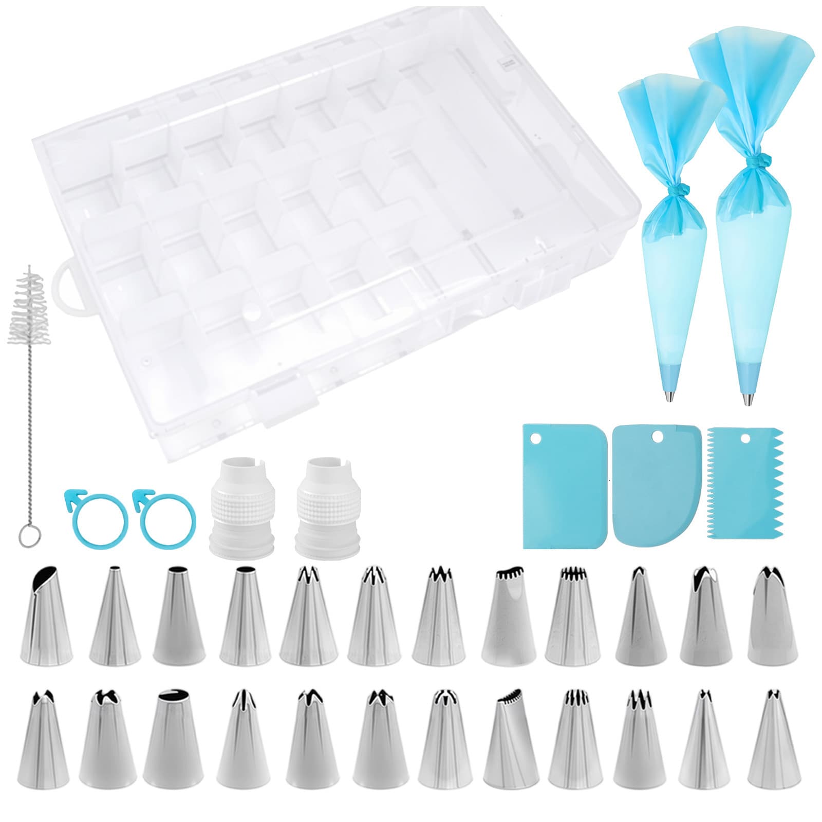 34-Piece Piping Nozzle Set Baking Tool Cream Cookie Nozzle Cake Decorating Piping Tips Boxed Full Set Accessories