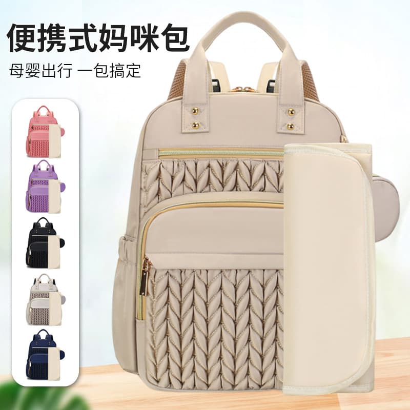 Large-capacity mommy bag double-backed cross-border new style out-and-out thermal insulation and water-repellent belt diaper pad baby bottle storage mother and baby bag