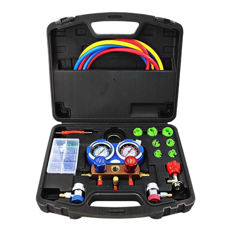 Refrigerant Pressure Gauge Dual Gauge Valve R134a Car Air Conditioning Refrigerant Charging Gauge AC Refrigerant Tool Set