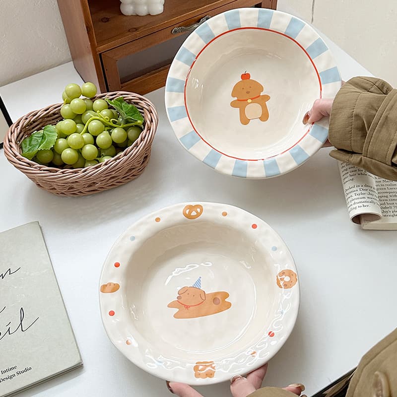 Hand-painted Ceramic Dinner Plate, High-Aesthetic Internet-Famous Tableware, Home Use, Cute Fruit Plate, Salad Plate, Breakfast Plate, Dessert Plate