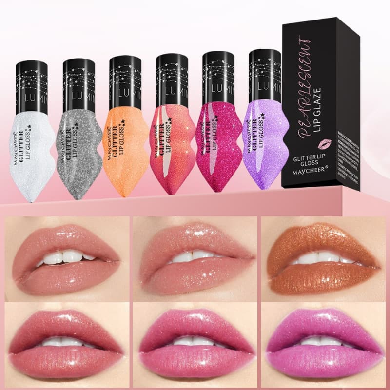 MAYCHEER Glitter Lip Gloss Water Glass Lip Moisturizing Nourishing Fine Flash Lip Color Cross-border Exclusive Moisturizing