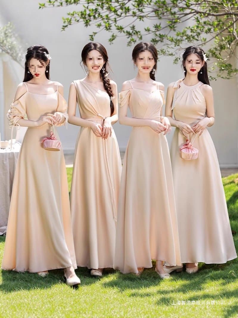 Bridesmaid Dress 2025 New Elegant Slim Fit Sister Group Wedding Performance Long Gown Evening Dress Women
