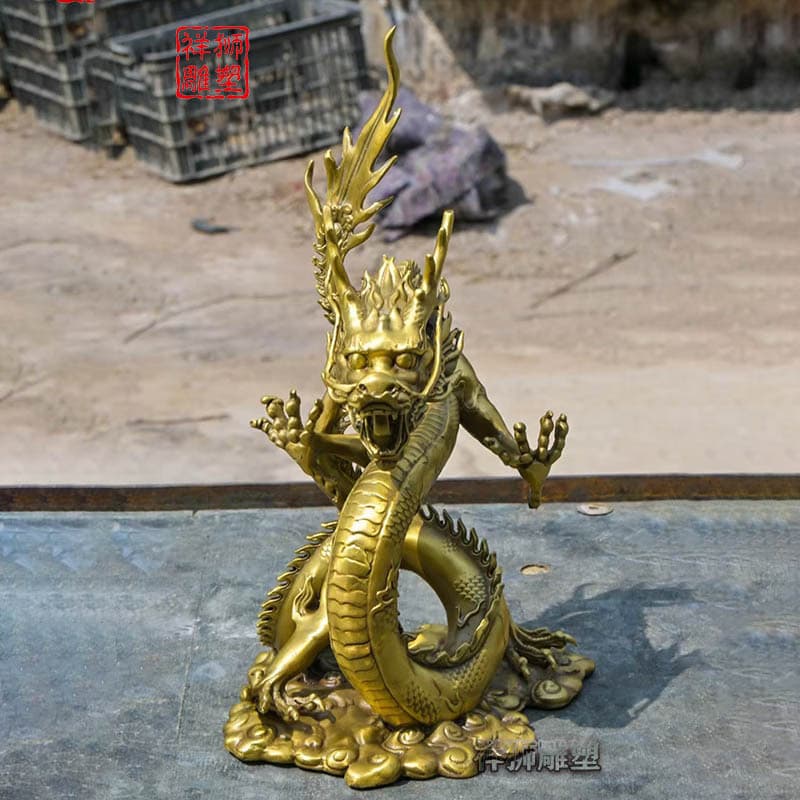 Copper Dragon Fountain Copper Dragon Twelve Zodiac Dragons Blue Dragon Bronze Dragon Pure Copper Dragon Sculpture Casting Manufacturer Supply
