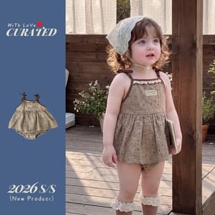 Baby Girl Summer Korean Style Romper Sweet Suspender Diaper Cover Thin Fashionable Infant Bodysuit Crawling Suit