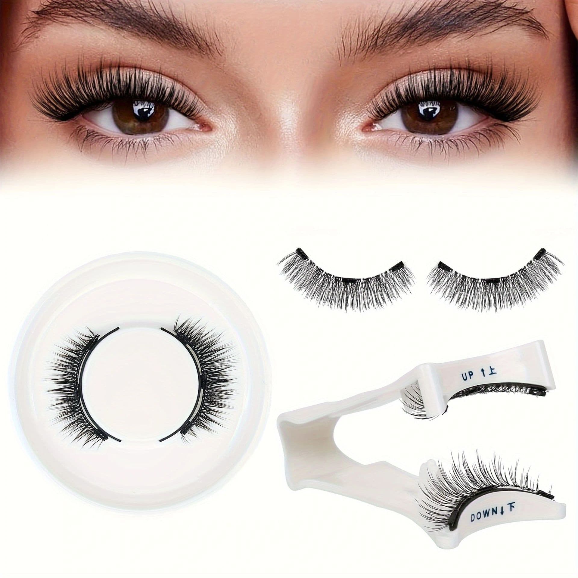 Cross-border Hot Selling Magnetic False Eyelashes Three-Magnet Temu Bestseller Natural Eyelashes European and American Popular Set