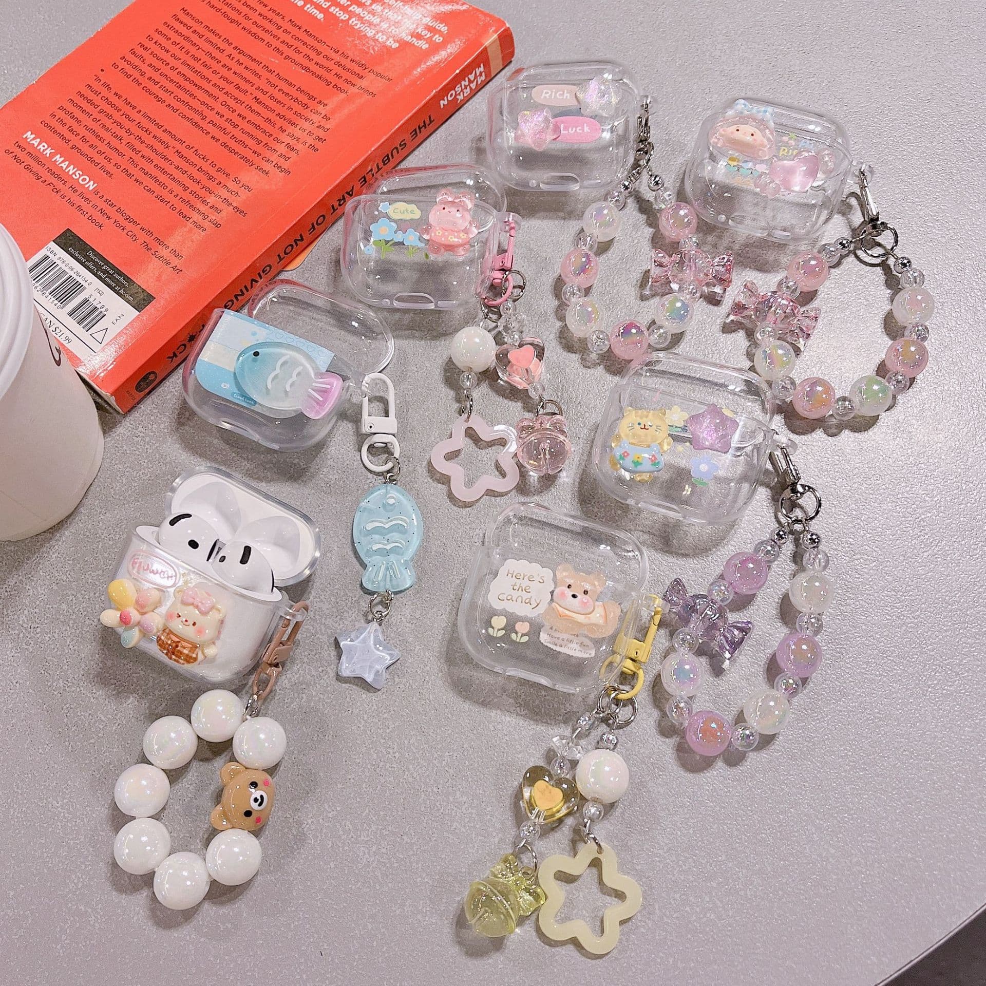 New Transparent Bow Heart Case for AirPods 4 Wireless Bluetooth Earbuds, Apple 4th Generation Charm Pendant
