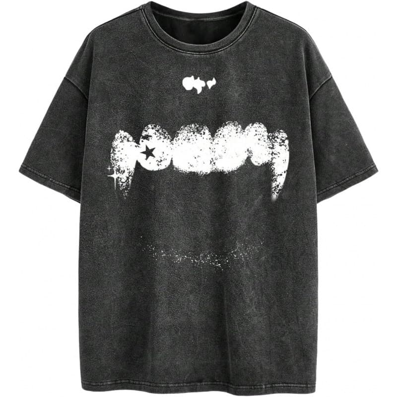 EU Size Loose Men's Graphic Oversized Short Sleeve Tee Shirt Y2K V