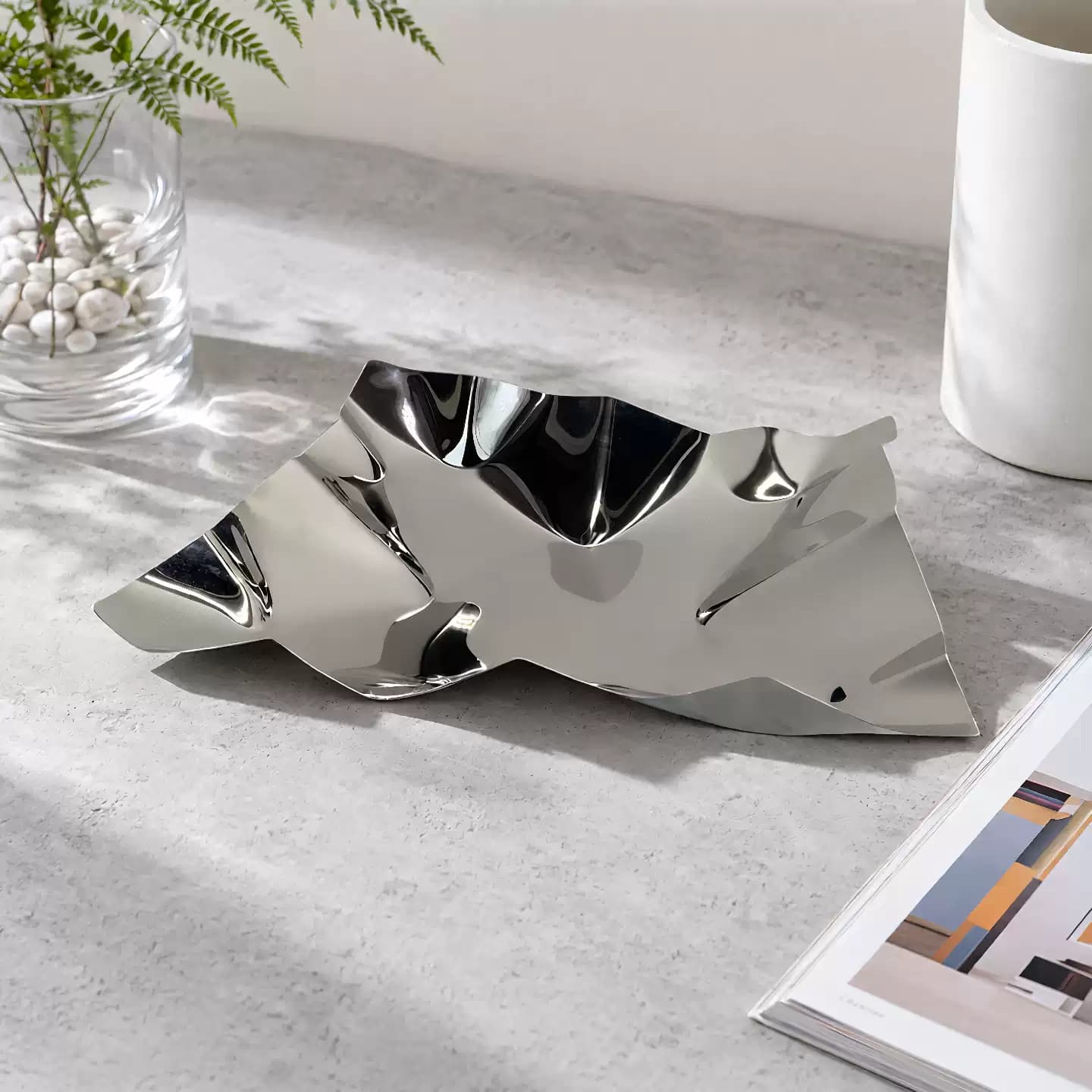 Nordic Light Luxury Stainless Steel Fruit Plate Home Dining Table Restaurant Decoration Hotel Living Room Showroom Storage Ornament