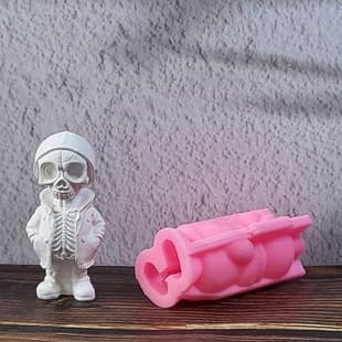 Skull Boy Figurine Mold Figurine Candle Plaster DIY Plaster Figurine Candle Holder Silicone Mold W1034