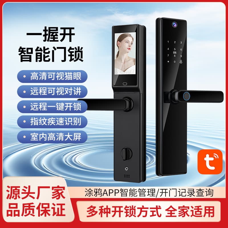 Smart Finger Print Lock Mobile Phone Password Cat Eye Visual Intercom Graffiti Remote Door Opening High Security Home Protection