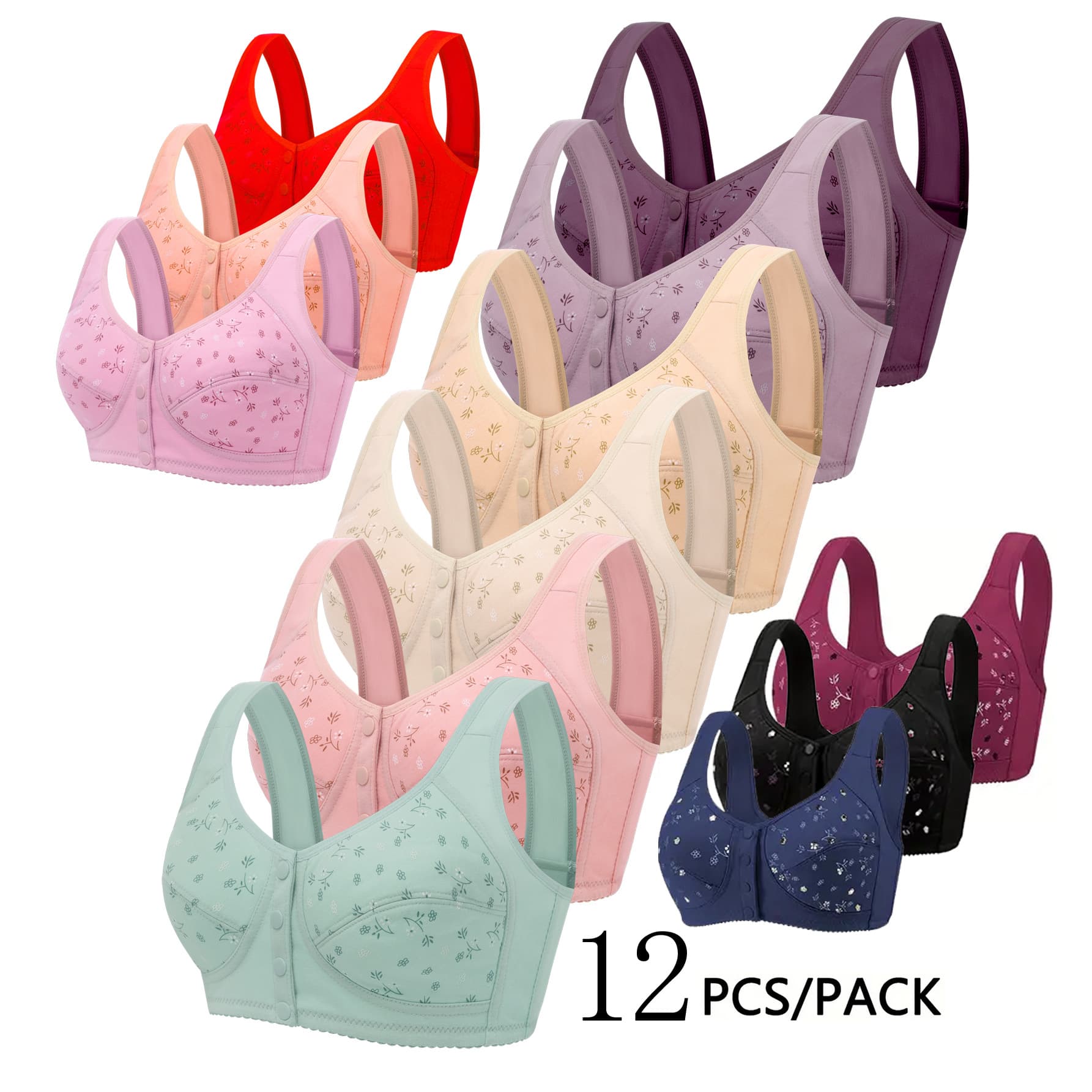 Cross-border Plus Size Sports Bra for Elderly Women, Wire-Free Large Size Vest Bra, Thin Style for Seniors