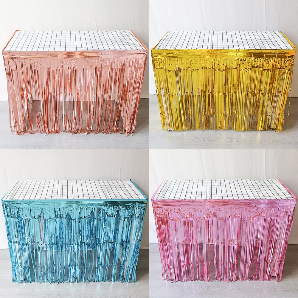 Rain silk curtain tassel table skirt holiday birthday party decoration tablecloth wedding props table curtain tabletop Halloween decoration