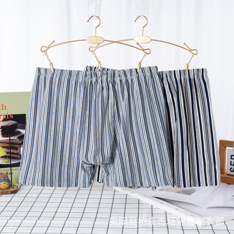 Men's Boxer Briefs, Loose Fit, High Elastic Waist, Breathable, Striped, for Middle-aged and Elderly