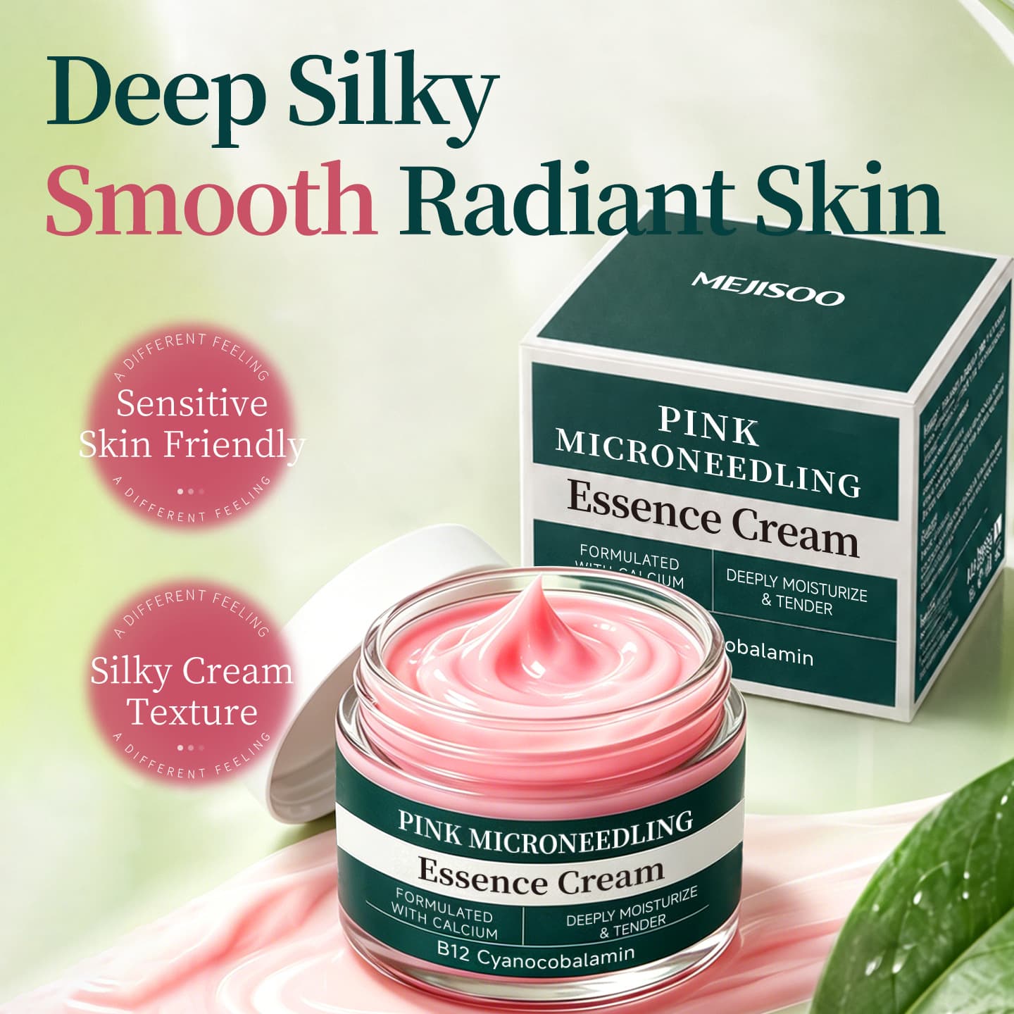 Full English Cross-Border Pink Microneedle Essence Cream 50g Hydrating Moisturizing Long-Lasting Nourishing Facial Skincare Essence Cream