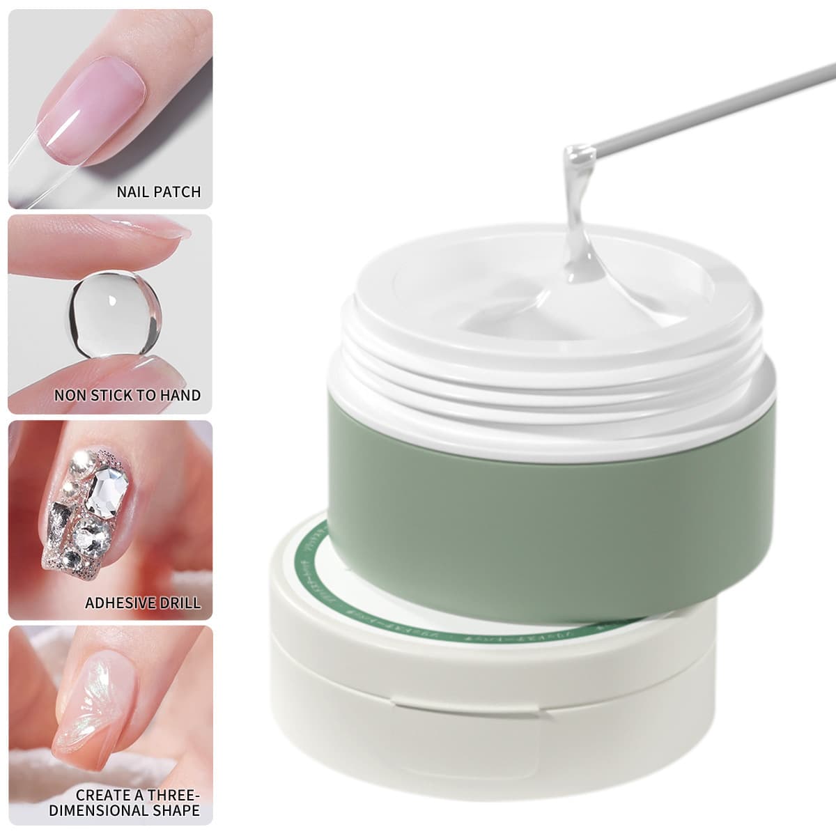 Black Tech Nail Art Gel in Canister for UV LED Lamp Flower Carving Nail Tips Adhesive Gel No Damage to Natural Nails