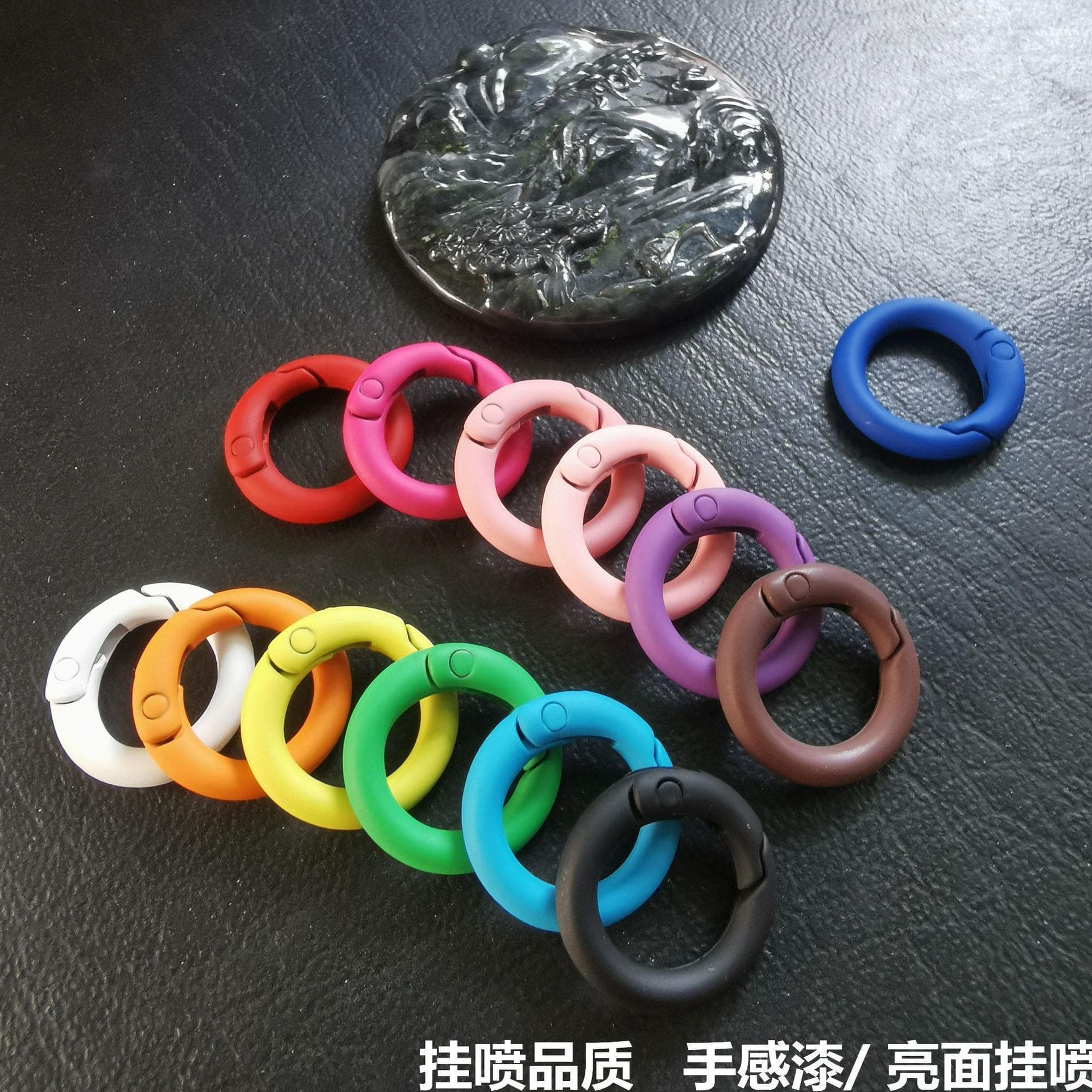 DIY jewelry accessories 25mm metal painted color clip spring buckle key ring round bean hanging ring