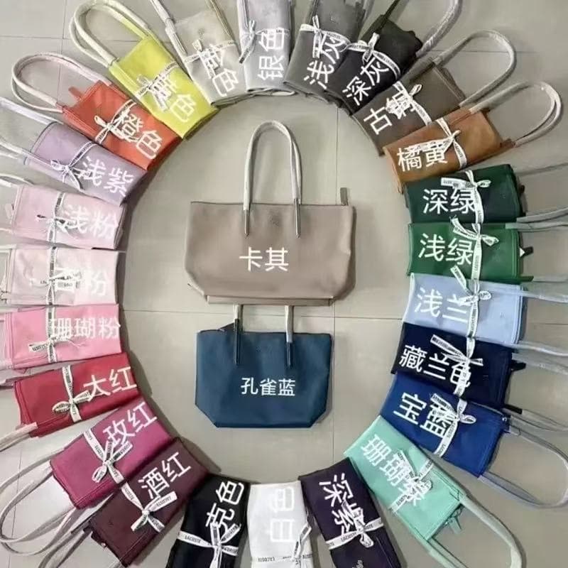 Large Capacity Horizontal Tote Bag Waterproof Commuter Women's Bag Lacoste Bag Urban Simple Style Nylon Bucket Shape Zipper Opening