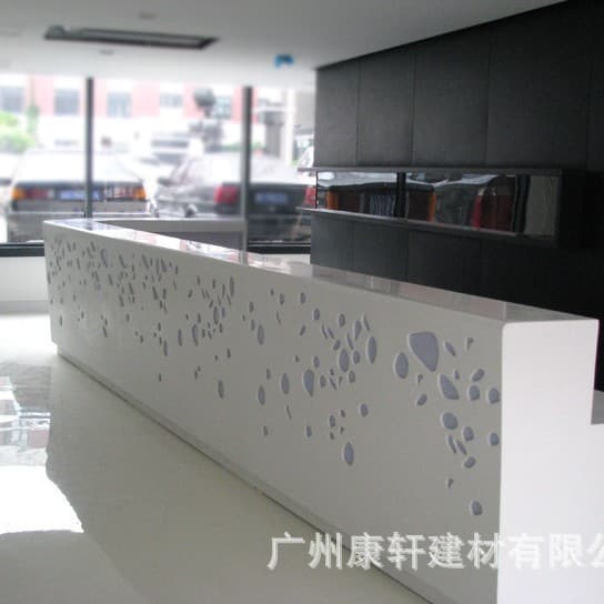 Acrylic Artificial Stone Reception Desk Lobby Welcome Desk Office Front Desk Simple Curved Reception Desk Cashier Desk White