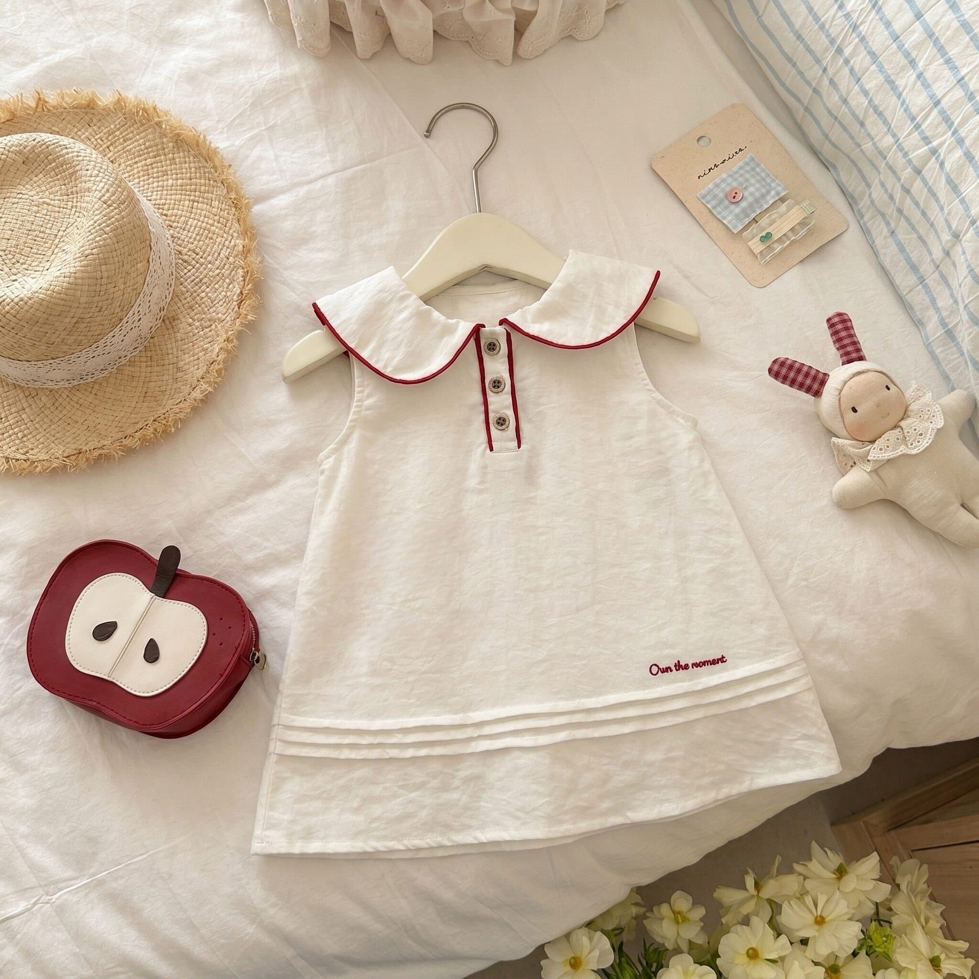 Timo Girls Dress 2026 Summer New Arrival Baby Doll Collar Dress Sweet Turn-Down Collar Princess Dress Birthday