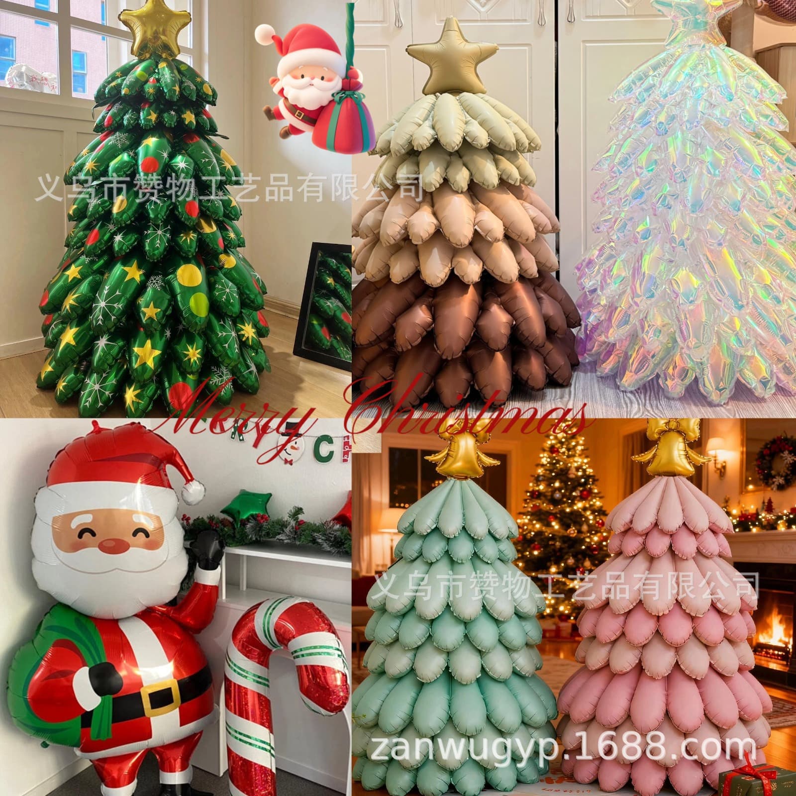 Christmas Holiday Decoration Accessories Large Christmas Tree Balloons Santa Claus Setup Atmosphere Props for Malls and Stores