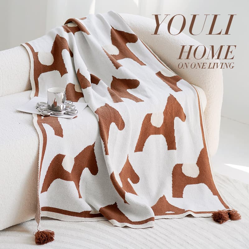 Light Luxury Cartoon Children's Blanket Nordic Style Living Room Homestay Minimalist Sofa Throw Bed Runner Leisure Blanket