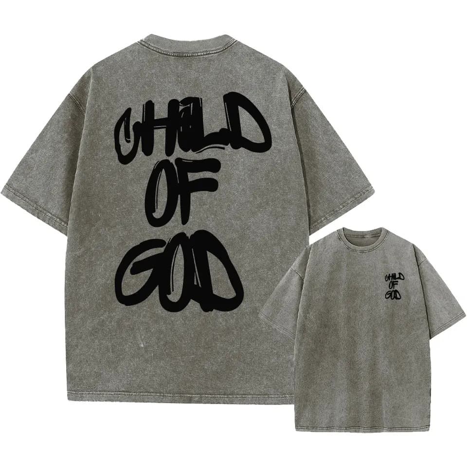 Unisex Loose Fit Printed Cotton T-Shirt Gym Son Workout Washed T-Shirt Retro Crew Neck Men