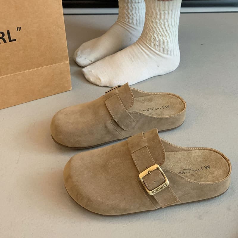 Retro versatile Baotou half slippers for women 2026 spring and autumn new style fashionable soft sole comfortable Birkenstock slippers for women