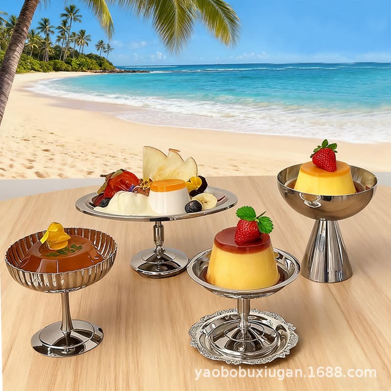304 Stainless Steel Dessert Cup Snack Bowl Pudding Cup Appetizer Dish Ice Cream Cup Tall Dessert Cup