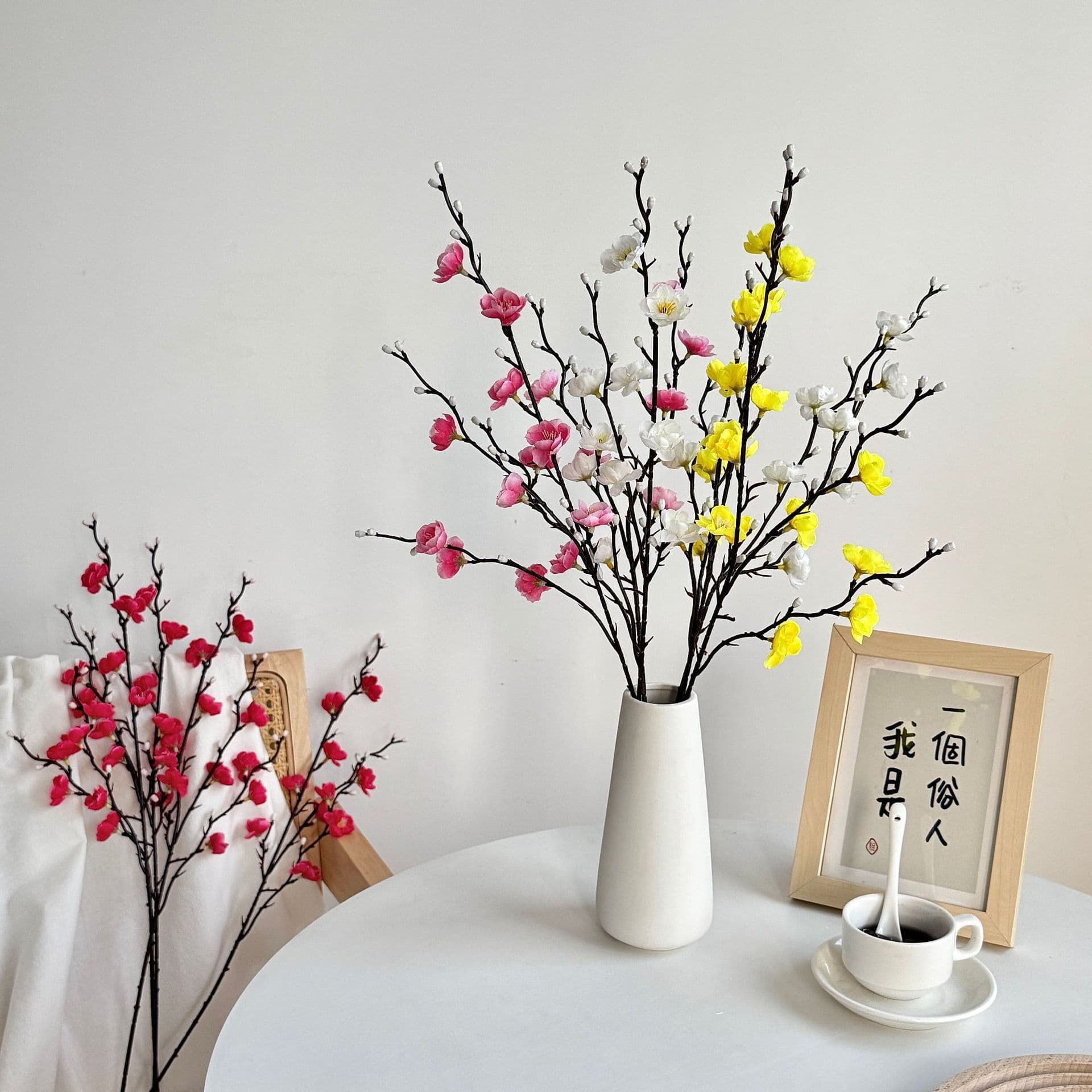 Simulated 55cm plum blossom artificial flower single mini small snow plum and winter plum simulated flower Chinese style home decoration cross-border hot sale