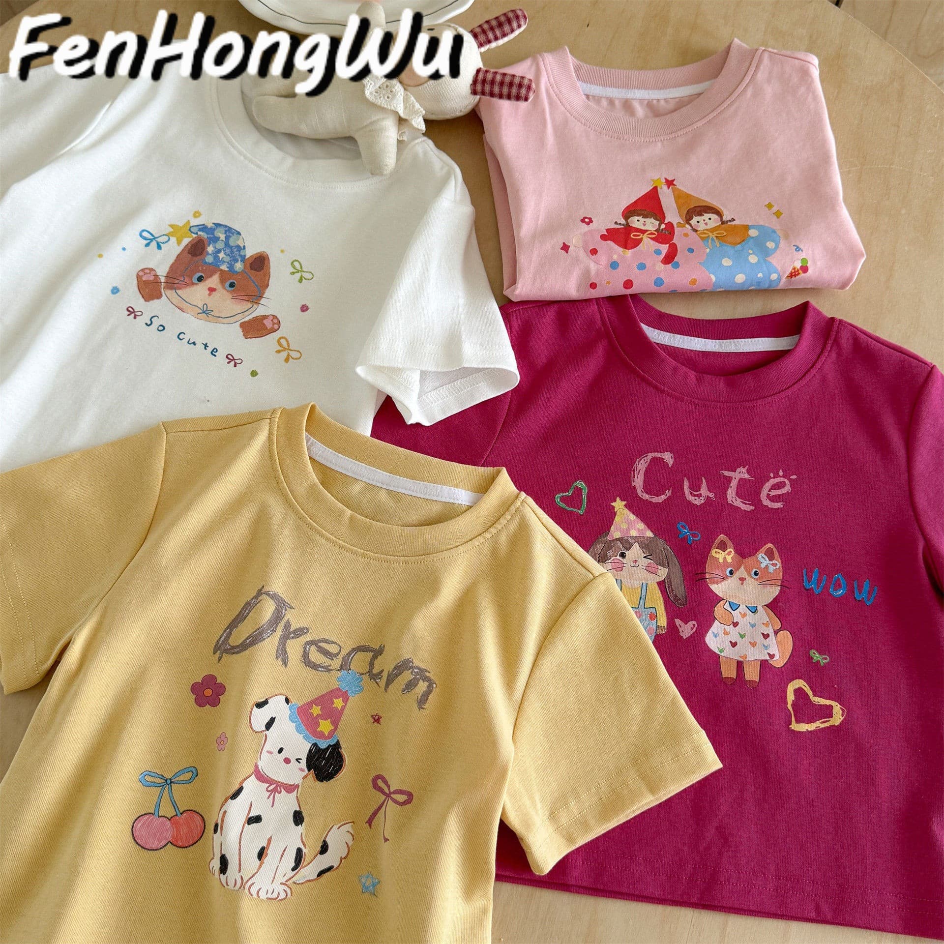 Pink House Girls Short Sleeve T-Shirt New Summer Beautiful Top for Baby Girls Children