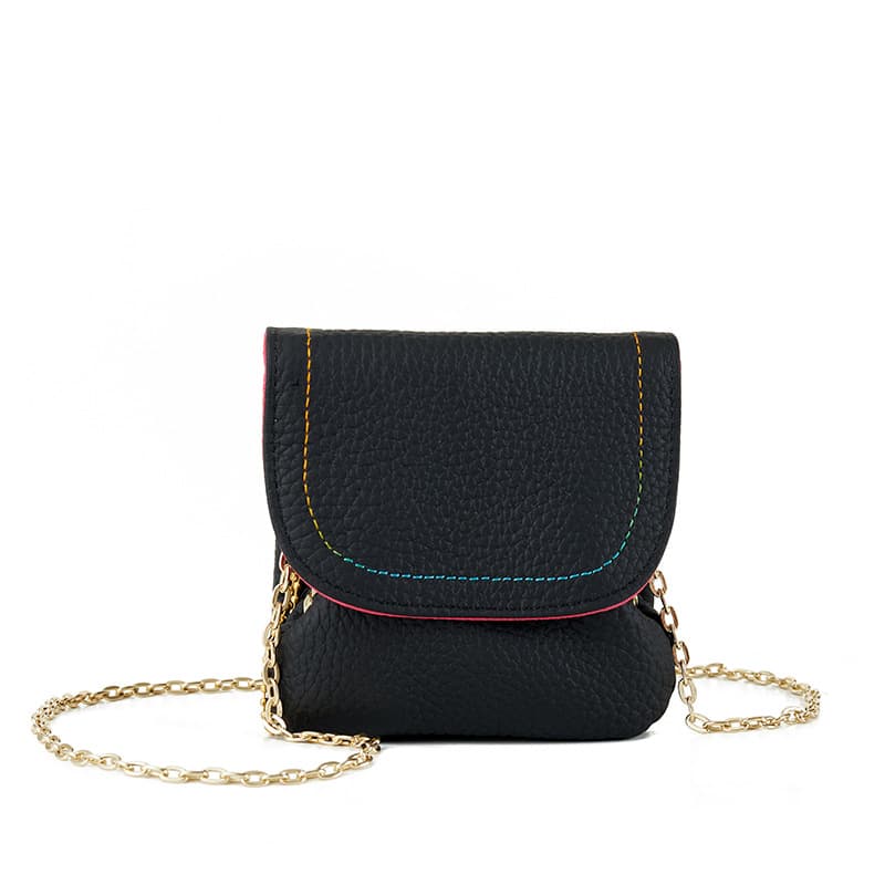 Top-Grain Leather Coin Purse Portable Coin Pouch Creative Cute Minimalist Snap Wallet Fashion Earphone Case