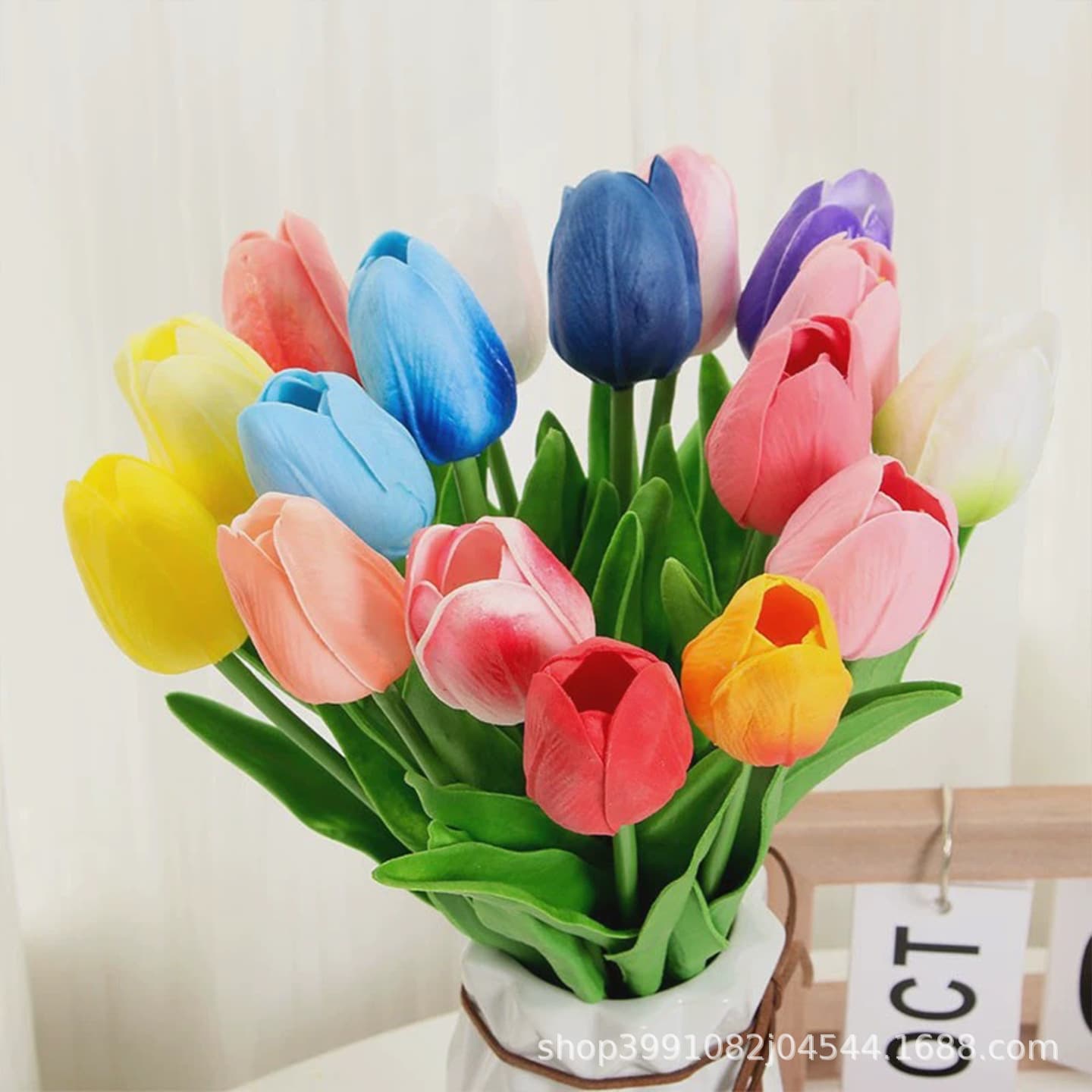 Cross-border Hand-Moisturizing PU Mini Tulip Artificial Flowers Fake Flowers Home Decoration Photo Props Factory Direct