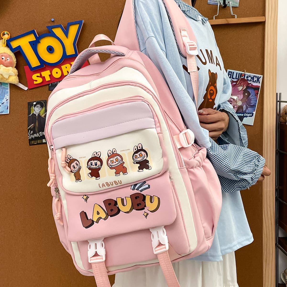 Trendy Versatile Labubu Elementary School Backpack Cute School Bag Large Capacity Lightweight Kids Backpack