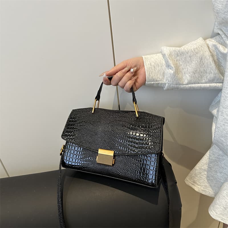 Cross-border Lock Buckle Premium Handbag for Women, Large Capacity, New Fashion Casual Versatile Top Handle Crossbody Bag, Shoulder Bag
