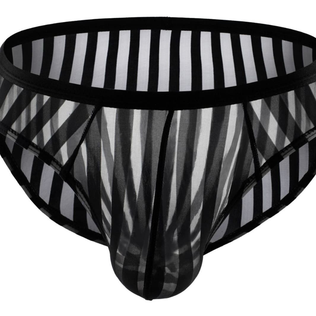 Men's Mesh Contrast Striped Triangle Underwear