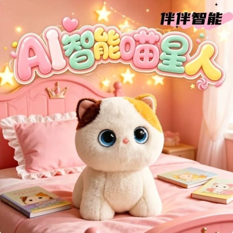 AI cat smart bean bag simulation cat conversation companion toy plush electronic pet girl birthday gift