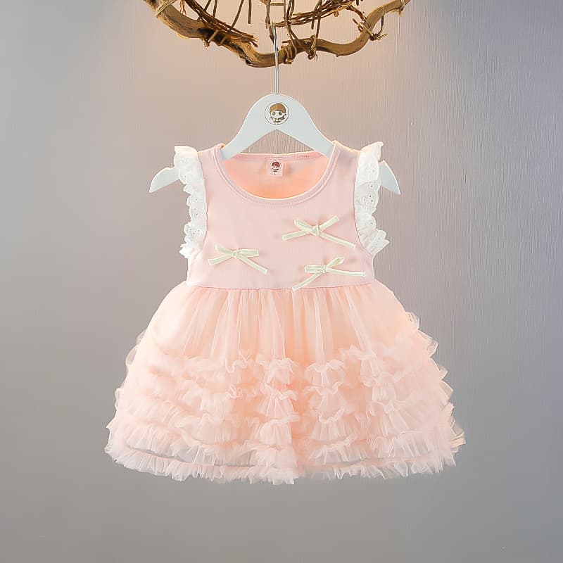 Summer Girls Sleeveless Vest Dress Baby Girl Sweet Tulle Dress Little Girl Thin Casual Dress New Style