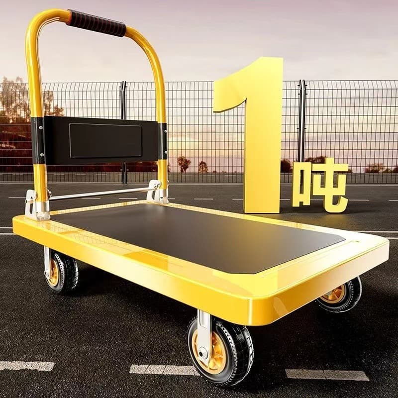 Steel plate trolley, truck handling, small trailer, express trolley, folding trolley, four-wheel heavy-duty flatbed truck