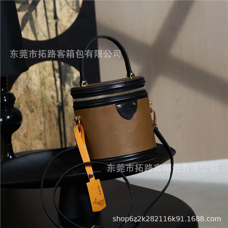 M&LV Classic Cross-Border Trade Monogram Small Fortune Bucket Bag for Women, Genuine Leather Bucket Bag