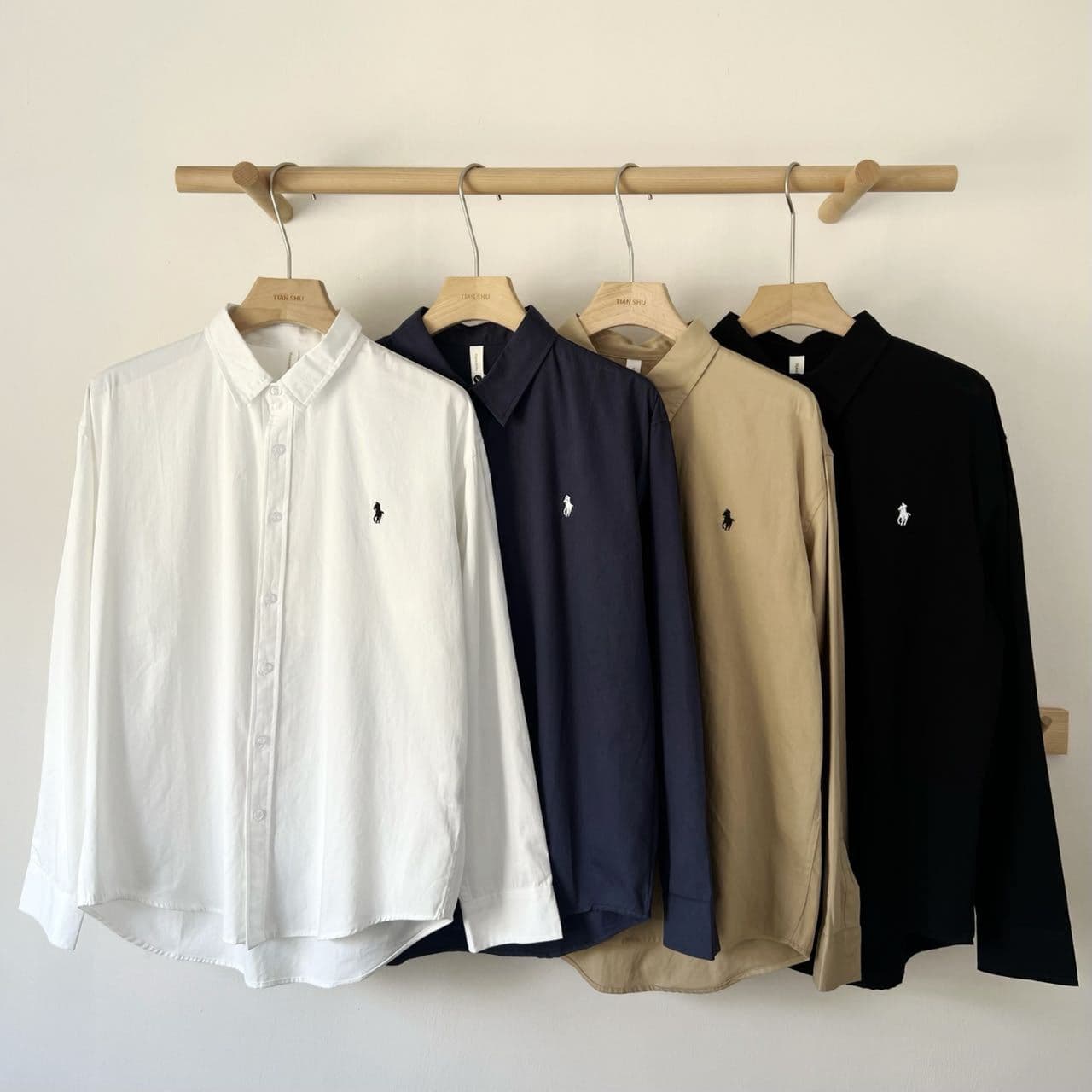 2025 New Arrival Casual Men's Versatile Long Sleeve Shirt Simple Small Horse Shirt 100% Cotton Korean Style Cardigan Trend