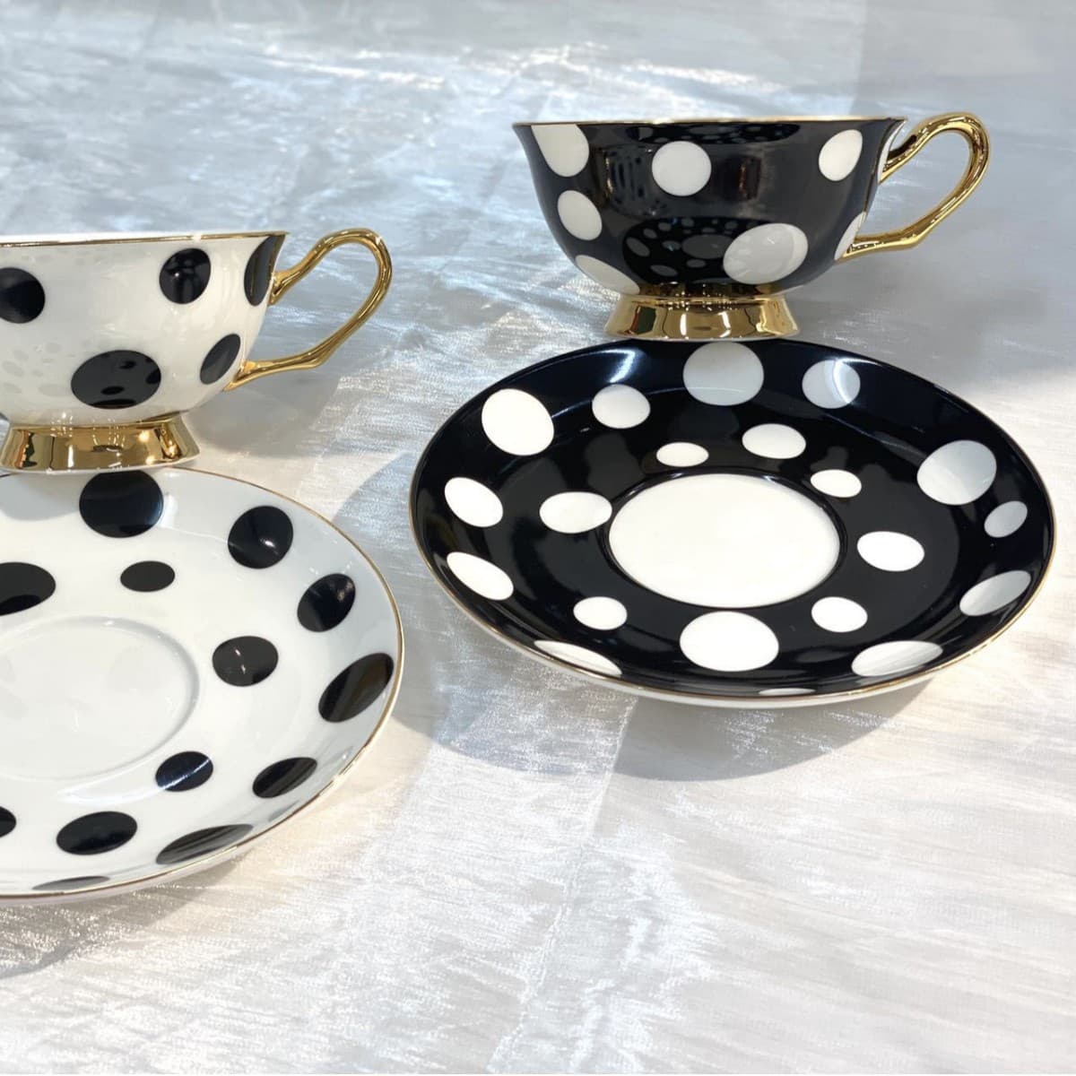Black and White Polka Dot Vintage Coffee Cup Hepburn Style Milk Cup Ceramic Cup Tea Cup Girlfriend Afternoon Tea Cup