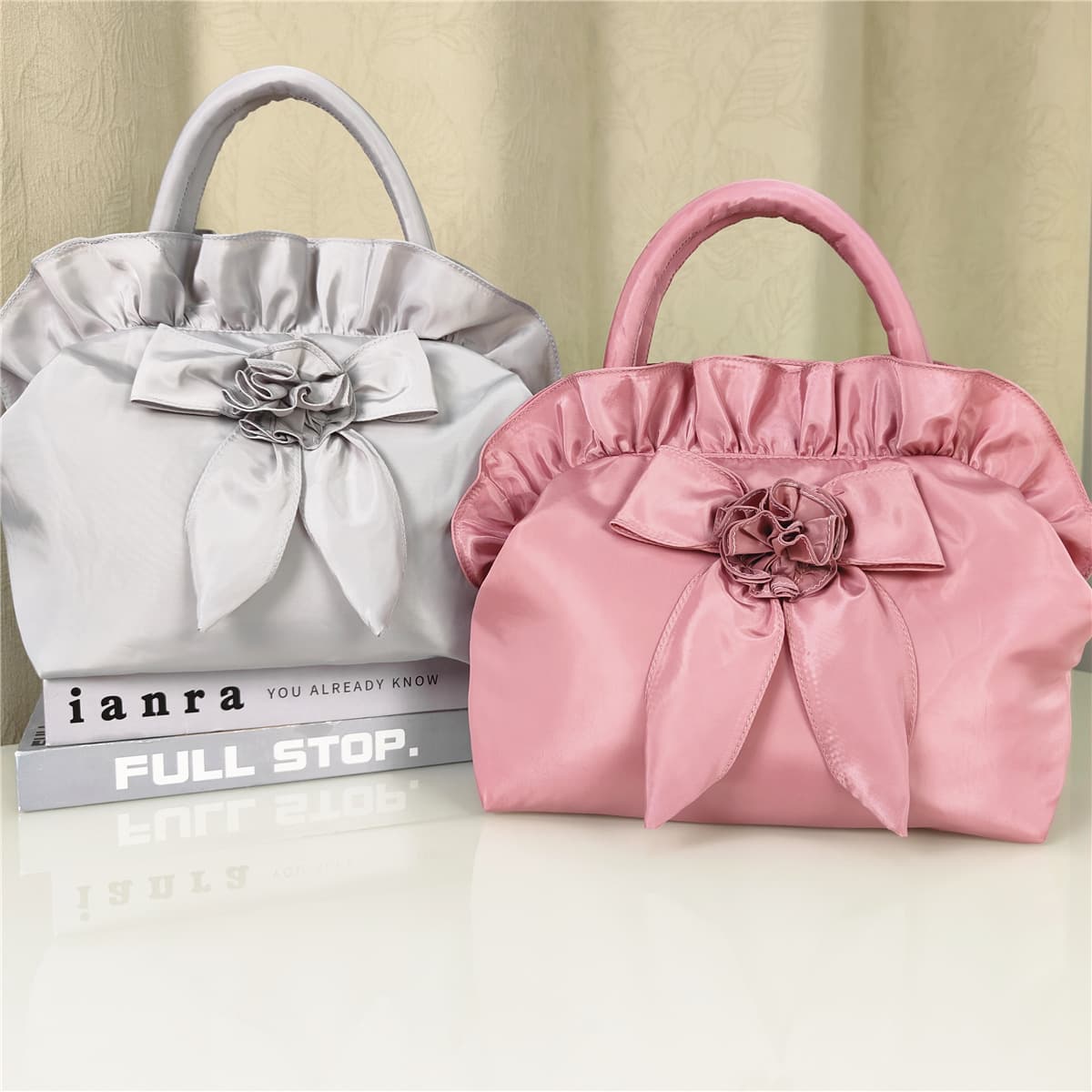 Large Handbag Hanfu Women's Sweet Floral Wedding Return Gift Bag Exquisite Lolita Bow Women's Bag